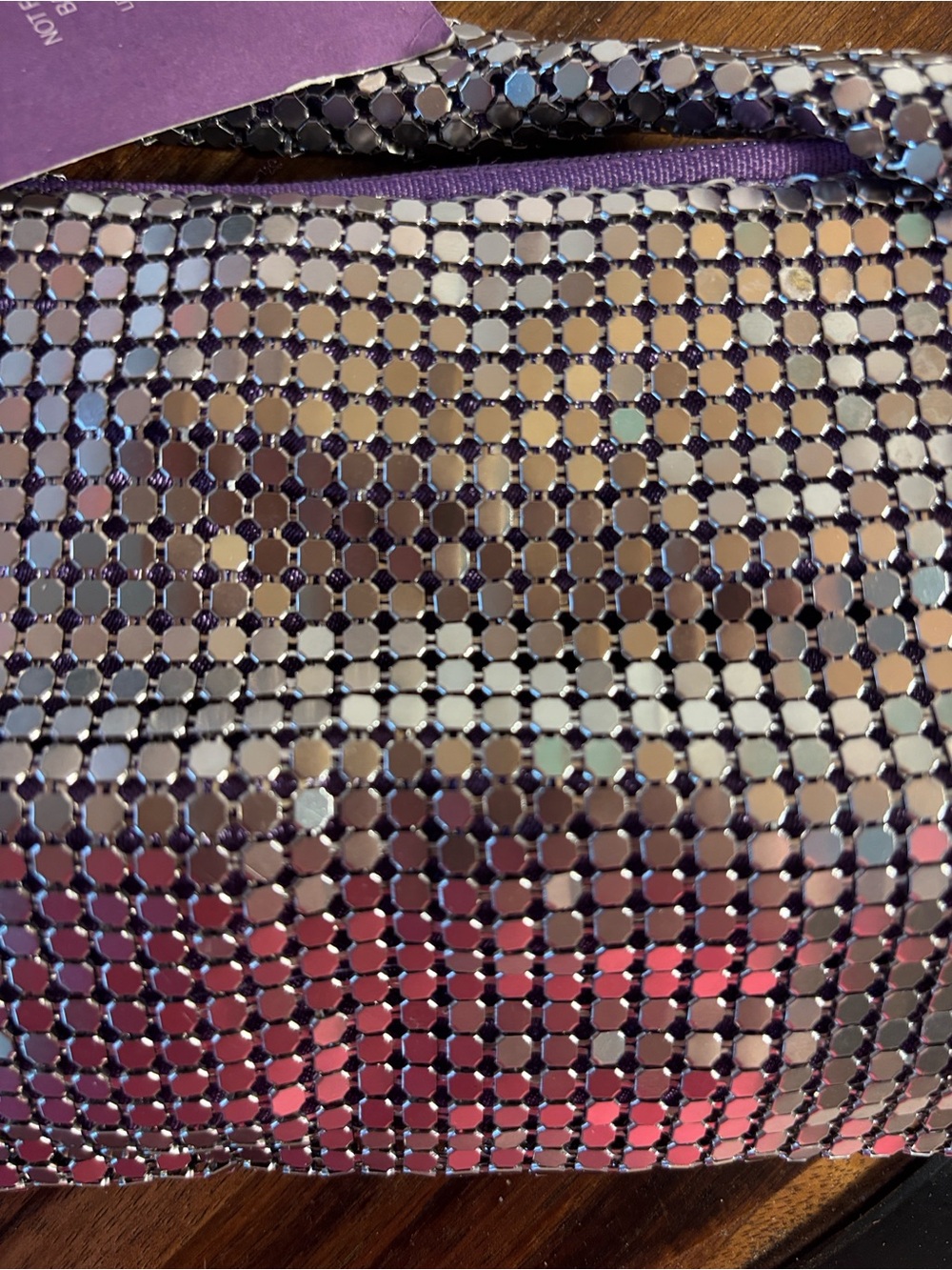 Mesh material shoulder bag with flap and hidden zip closure - Picture 5 of 6